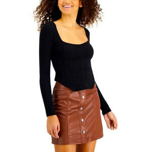 Just Polly Juniors' Rib-Knit Corset Top, Brand New with tags🖤S size